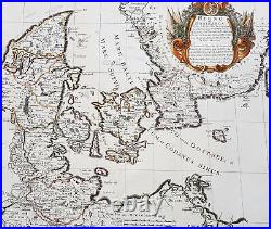 1677 De Rossi Large Original Antique Map of Denmark & Sweden, Schleswig Holstein