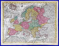 1744 Georg Mattaus Seutter Antique Map of Europe