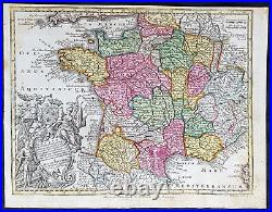 1744 Georg Mattaus Seutter Antique Map of France
