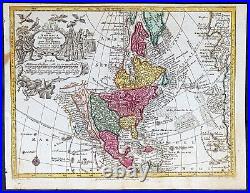 1744 Georg Mattaus Seutter Antique Map of North America California as Island
