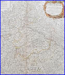 1757 Robert De Vaugondy Large Antique Map of Bavaria & River Danube, Germany