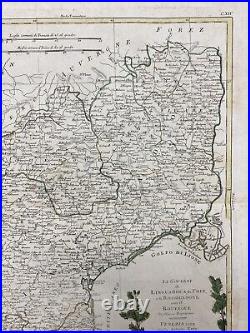 1777 Antique Map Region of Languedoc, Foix, Roussillon and Rouergue by Zatta