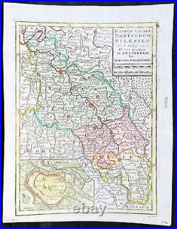 1791 J B Elwe Antique Map of Upper & Lower Silesia Poland Germany Czech Republic