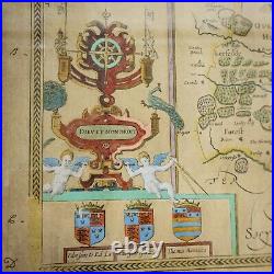 17th Century Coloured Engraved Map of Rutlandshire