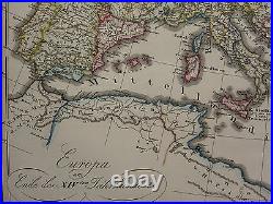 1846 SPRUNER ANTIQUE HISTORICAL MAP EUROPE end of 14th CENTURY FRANCE GERMANY