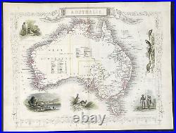 1851 John Tallis Antique Map of Australia