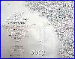 1857 Dufour Very Large Scarce Antique Map of France 1.5m x 1.15m, 6ft x 4ft