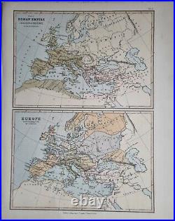 1878 ANTIQUE MAP ROMAN EMPIRE EASYERN & WESTERN 4th CENTURY EUROPE 6th CENTURY