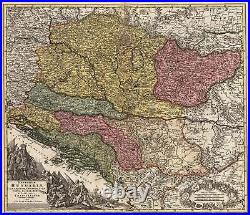 18th Century Antique Map of the Balkans Region of Europe by Homann