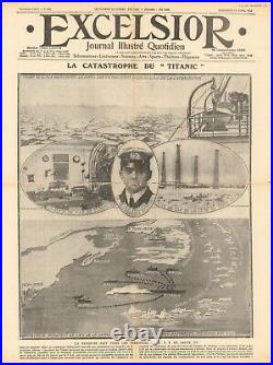 1912 Newspaper Map Showing the Titanic Sinking Tragedy History Poster Print
