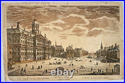 AMSTERDAM CITY HALL c. 1760 LARGE ANTIQUE OPTICAL VIEW 18TH CENTURY