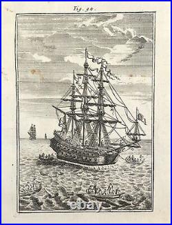 Alain Mallet Ships Types of Sail original 17th century engraved print 1683