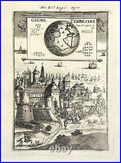 Alain mallet View Globe 17th century print by original engraved c1683
