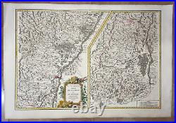 Alsace France 1754 Robert De Vaugondy Large Antique Map 18th Century