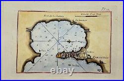Antique Map Joseph Roux Harbour Plan Port of Syracuse / Saragosa F5