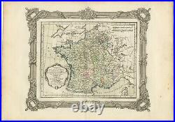 Antique Map of France at the beginning of the 17th Century by Zannoni (1765)