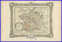 Antique Map of France in the 14th century by Zannoni (1765)