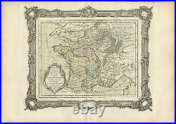 Antique Map of France in the 6th century by Zannoni (1765)