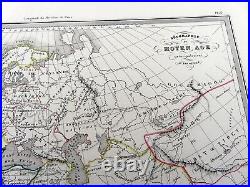 Antique Map of the world Middle Ages 9th Century Hand Coloured Engraving 1846