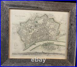 Antique Origin Map Frankfort Germany 1860s Hand Colored And Professionaly Framed