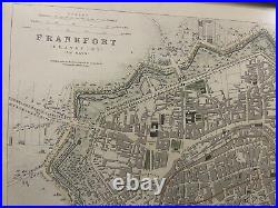 Antique Origin Map Frankfort Germany 1860s Hand Colored And Professionaly Framed