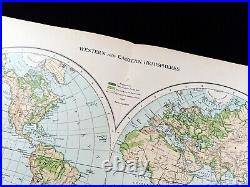 Antique World Map Eastern Hemisphere Western Globe Projection 19th Century 1899