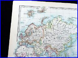 Antique World Map Mercator's Projection Victorian 19th Century AK Johnson 1896