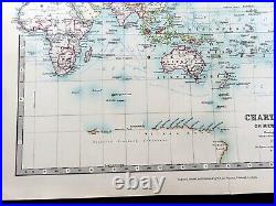 Antique World Map Mercator's Projection Victorian 19th Century AK Johnson 1896