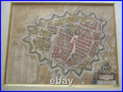 Antique map of Groningen by J. Blaeu 16TH TO 17TH CENTURY HAND COLORED RARE OLD