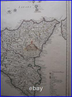 Antique map of sicily covens&mortimer with inset of malta. 18th century