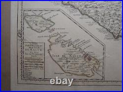 Antique map of sicily covens&mortimer with inset of malta. 18th century