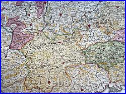 Austria Italy 1720 Jb Homann Large Antique Engraved Map 18th Centurry