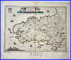 BRETAGNE BRITTANY FRANCE 1642 WILLEM BLAEU LARGE ANTIQUE MAP 17th CENTURY
