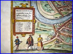 BRISTOL ENGLAND 1583 BRAUN & HOGENBERG 16e CENTURY LARGE ENGRAVED VIEW