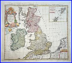 BRITISH ISLES c. 1740 HOMANN HRS LARGE ANTIQUE ENGRAVED MAP 18TH CENTURY