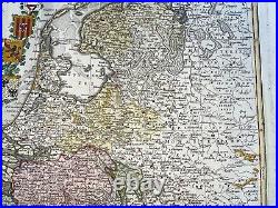 Belgium Holland Homann Heirs 1748 Large Antique Map 18th Century