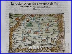 Bohemia 1568 Sebastian Munster Unusual Antique Engraved Map 16th Century