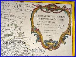 Bohemia Silesia Moravia 1751 Robert De Vaugondy Large Antique Map 18th Century