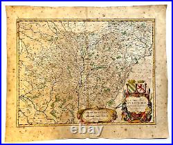 Bourgogne France 1640 Willem Blaeu Large Antique Engraved Map 17th Century