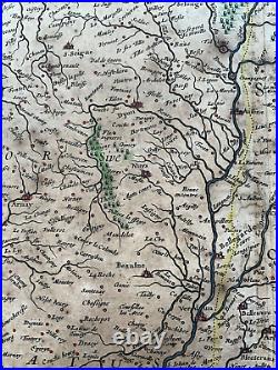 Bourgogne France 1640 Willem Blaeu Large Antique Engraved Map 17th Century