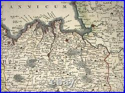 Bretagne Brittany France 1716 Jb Homann Large Antique Map In Colors 18th Century