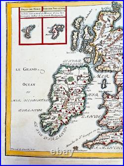 British Isles Ireland 1701 Nicolas De Fer Antique Engraved Map 18th Century