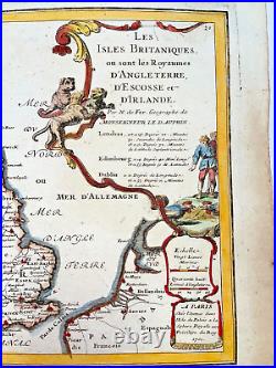 British Isles Ireland 1701 Nicolas De Fer Antique Engraved Map 18th Century