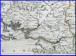 Brittany (france) 1705 Nicolas De Fer Rare Antique Map 18th Century