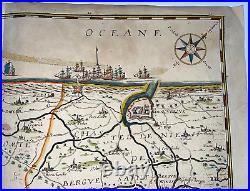 CALAIS DUNKERQUE FRANCE c. 1658 JEAN BOISSEAU LARGE ANTIQUE MAP 17TH CENTURY