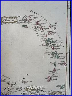 CARIBBEAN c. 1750 ROBERT DE VAUGONDY LARGE ANTIQUE MAP 18TH CENTURY