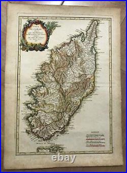CORSICA FRANCE 1783 by Jean LATTRE VERY UNUSUAL LARGE ANTIQUE MAP 18TH CENTURY