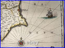 CYPRUS 1642 WILLEM BLAEU LARGE ANTIQUE ENGRAVED MAP 17th CENTURY