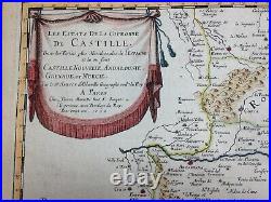 Castilla Spain 1652 Nicolas Sanson Unusual Large Antique Map 17th Century