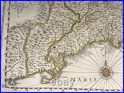 Catalonia Spain 1642 Willem Blaeu Large Antique Map 17th Century